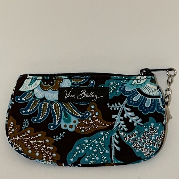 Vera Bradley Java Blue brown and blue floral patterned coin purse/ wallet. - Picture 2 of 3